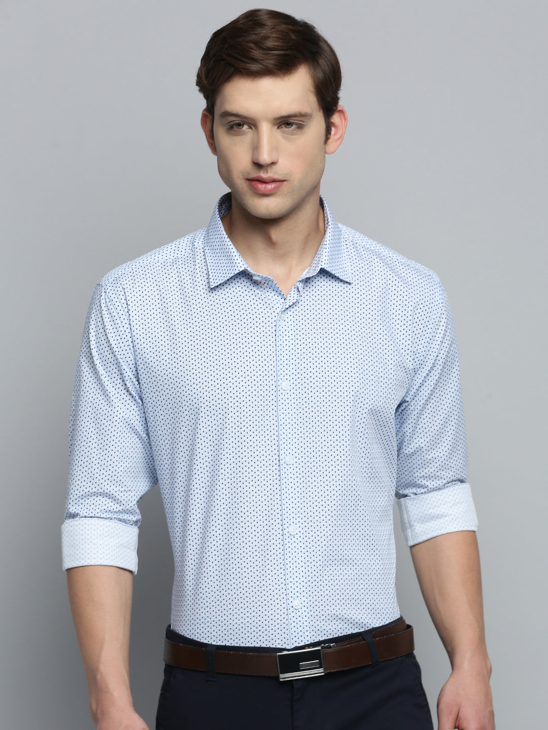 Men Blue Printed Formal Shirt