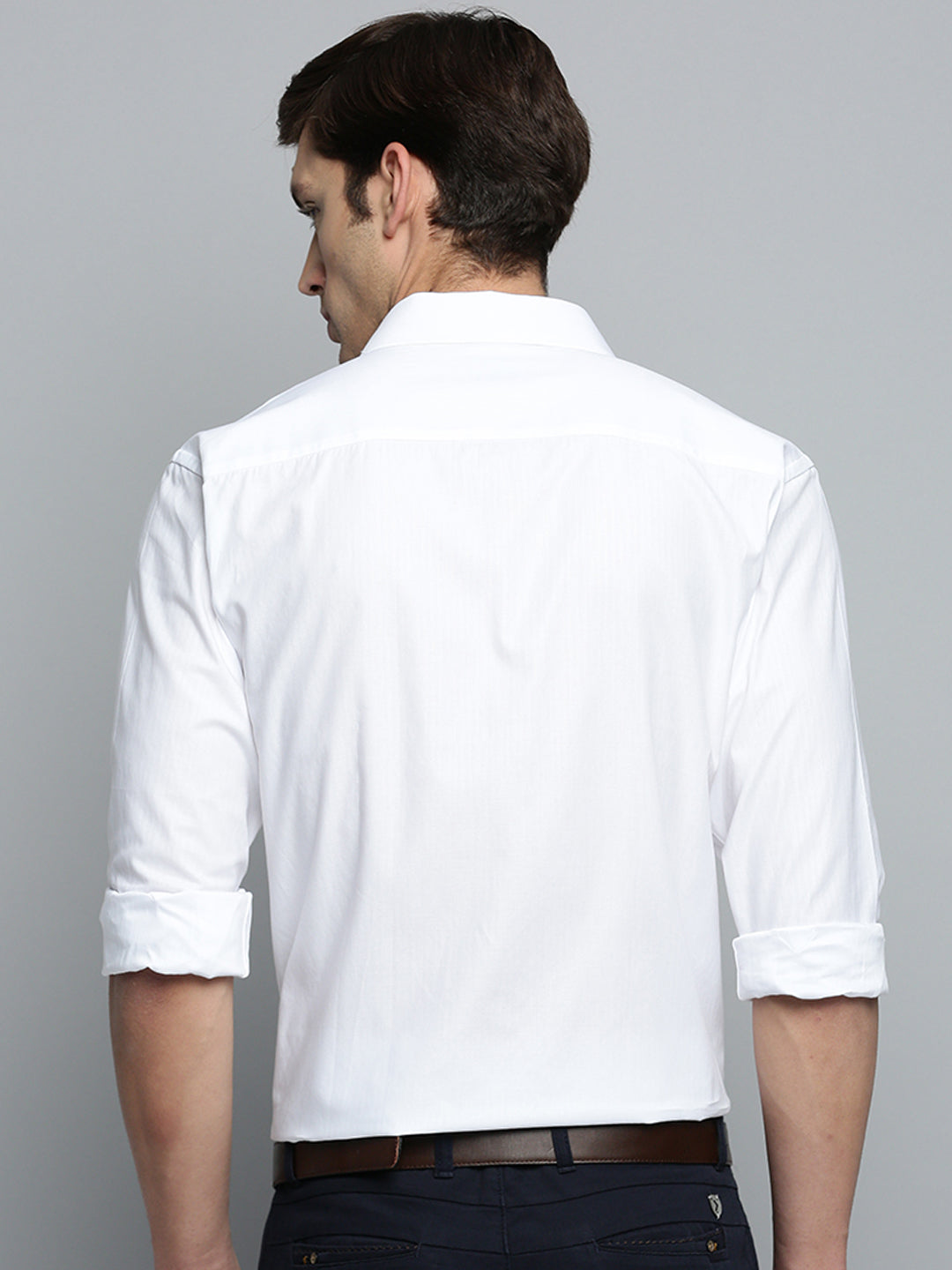 Men White Solid Formal Shirt