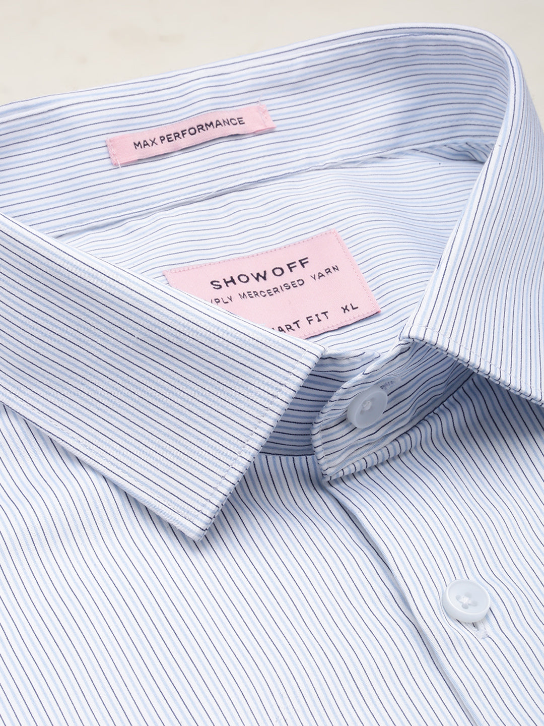 Men White Striped Formal Shirt