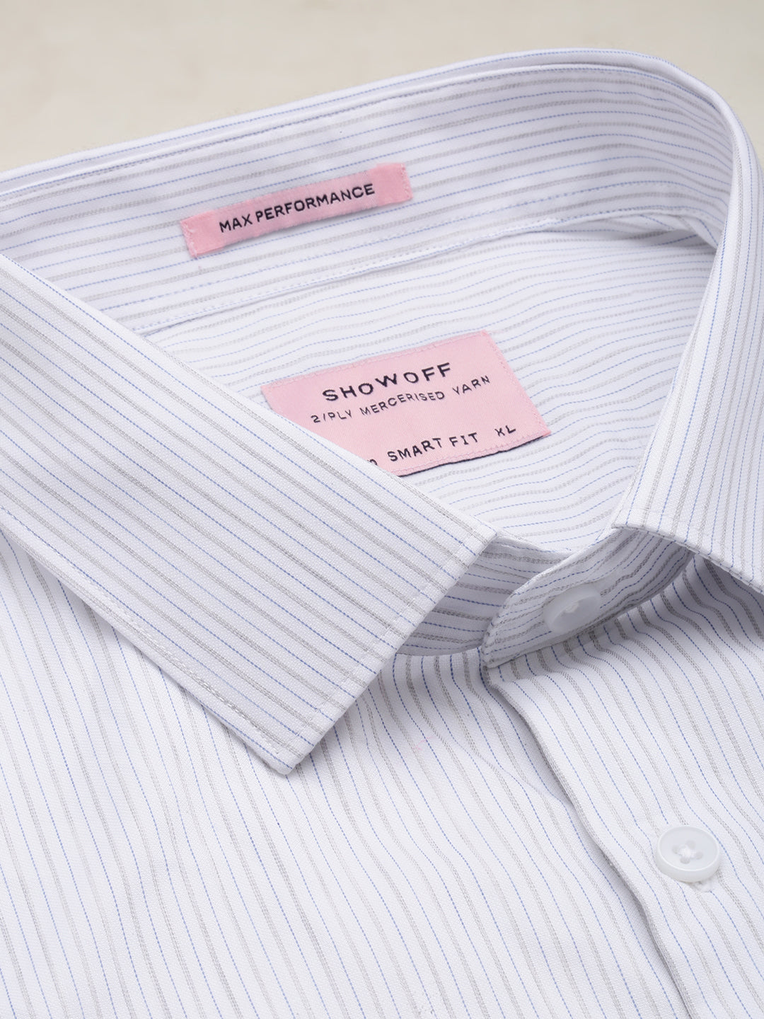 Men White Striped Formal Shirt