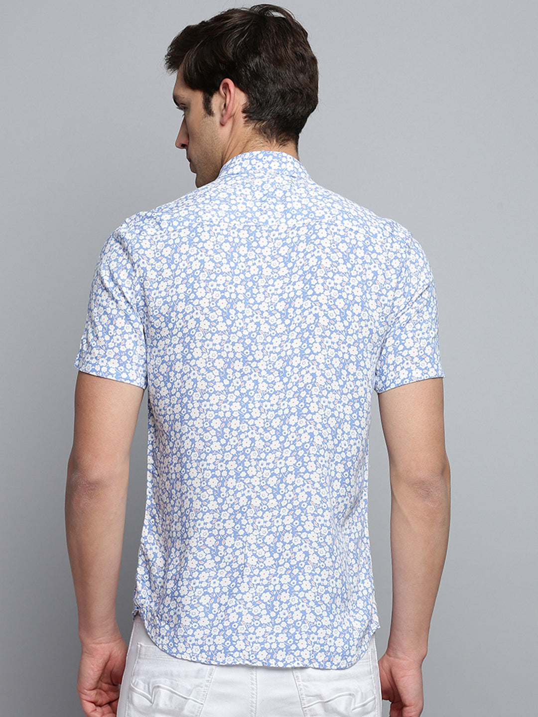 Men Blue Printed Casual Shirt