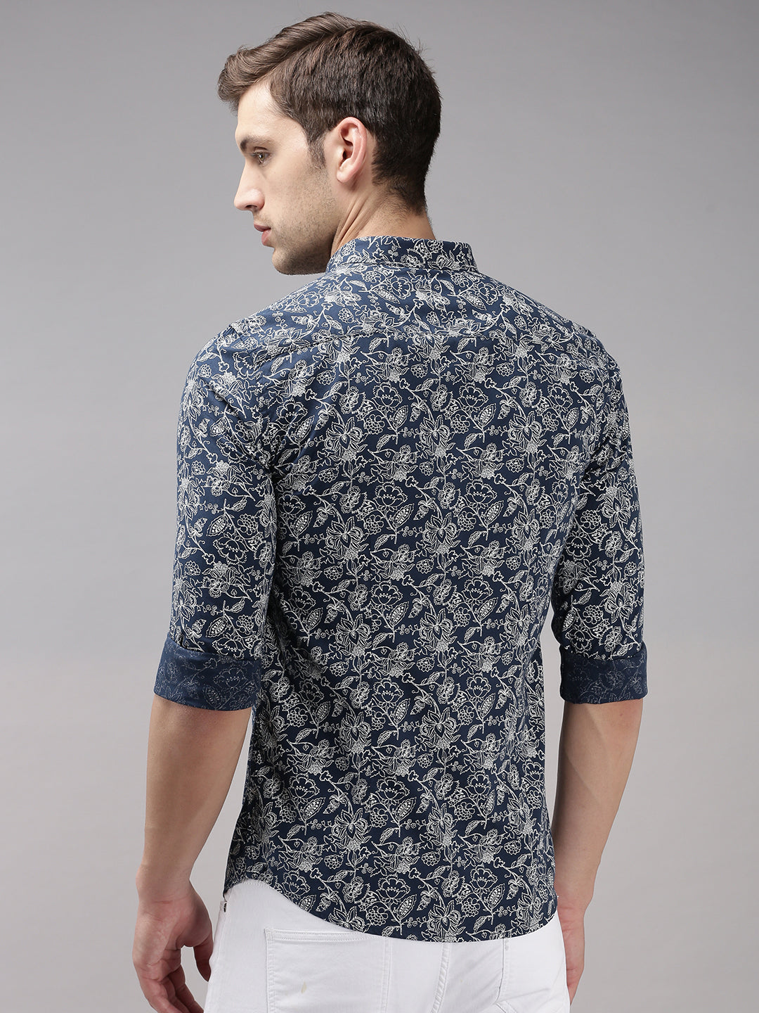 Men Blue Printed Casual Shirt