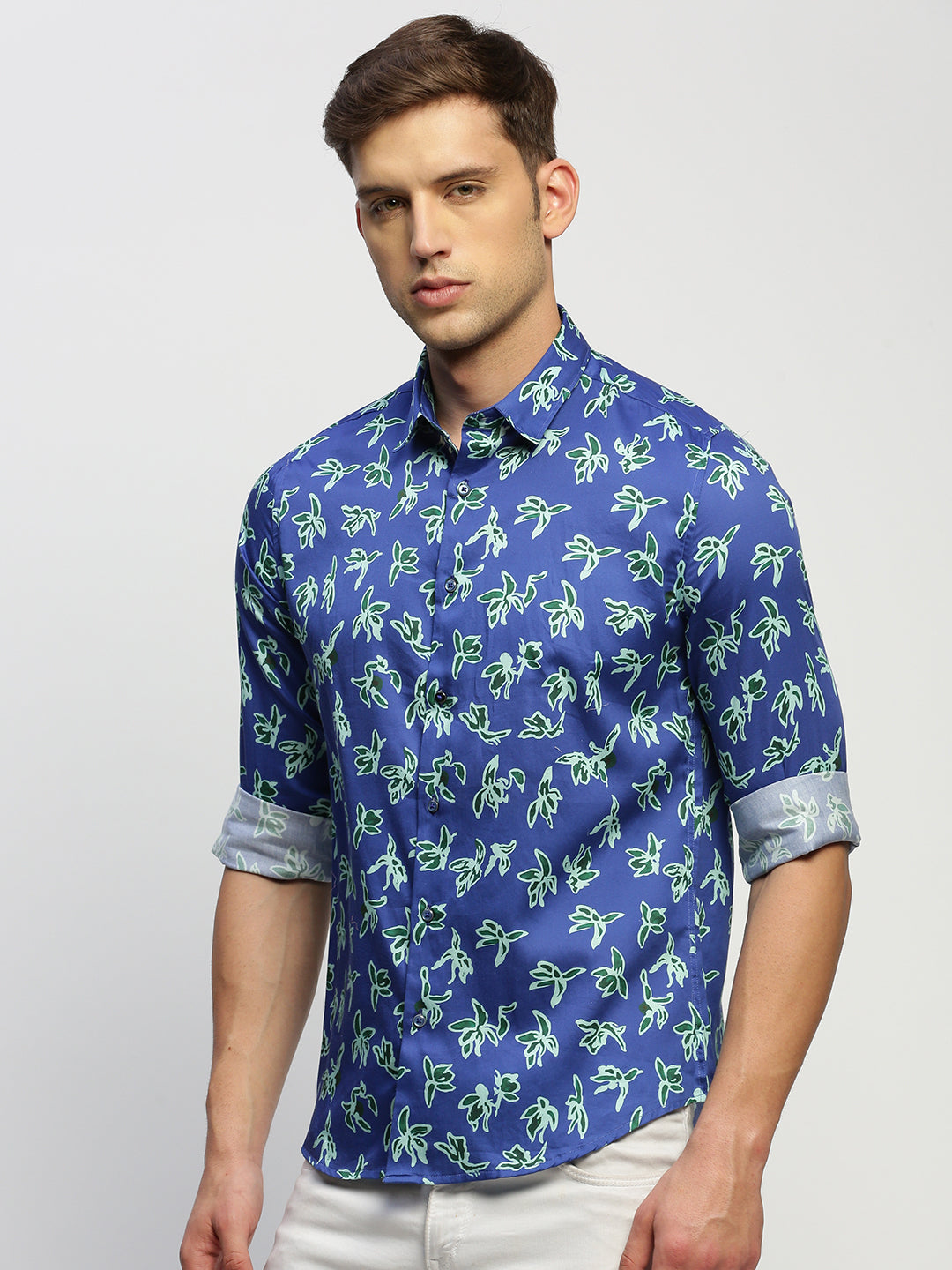 Men Blue Floral Shirt