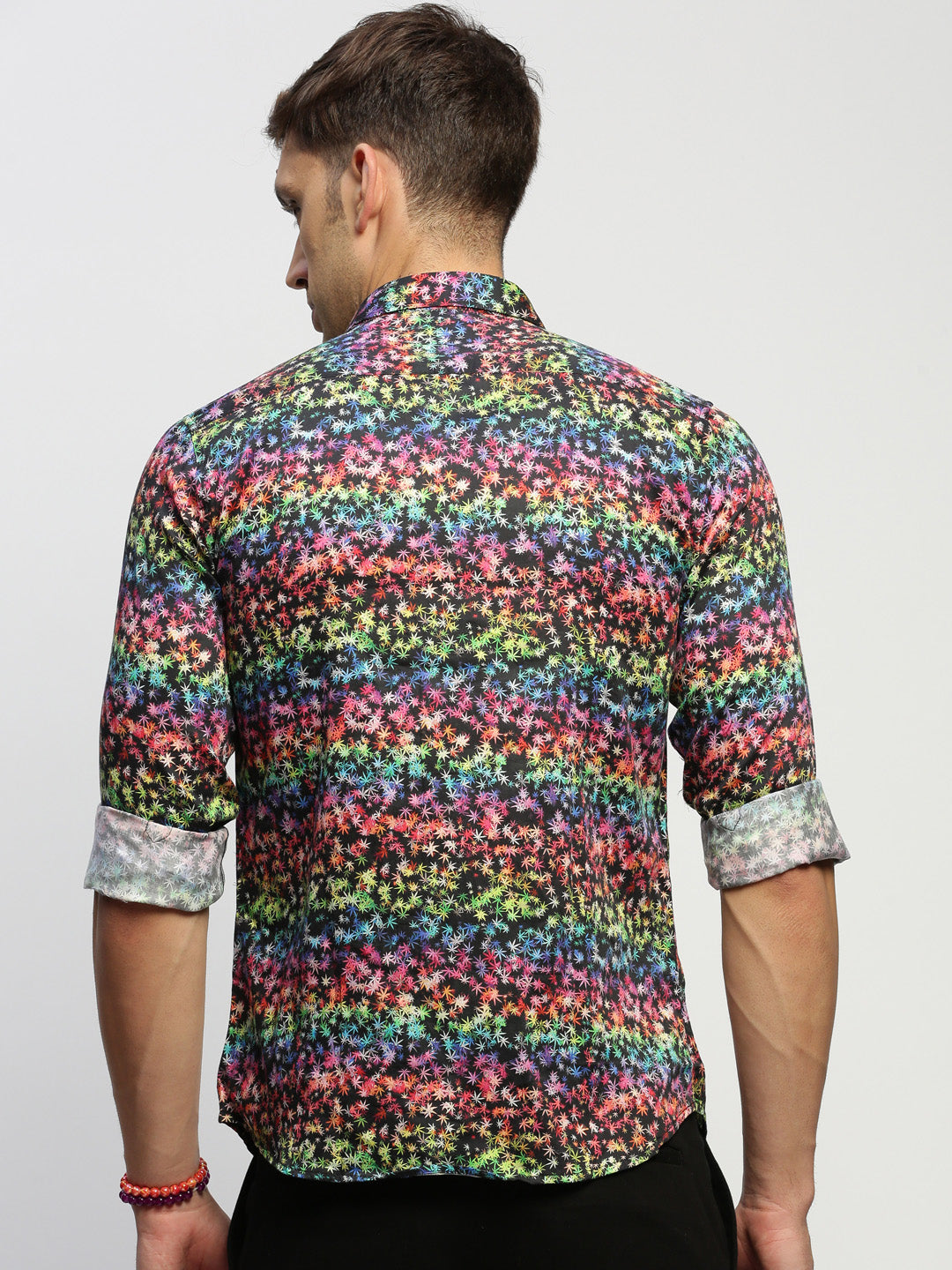 Men Black Floral Shirt