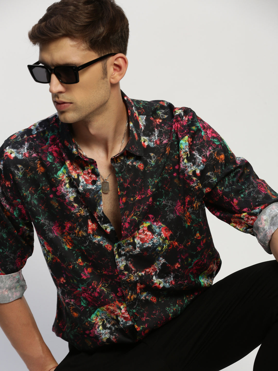 Men Black Printed Shirt