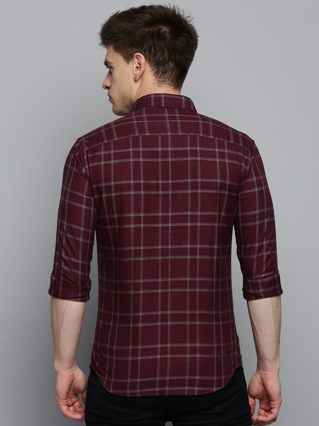 Men Red Checked Casual Shirt