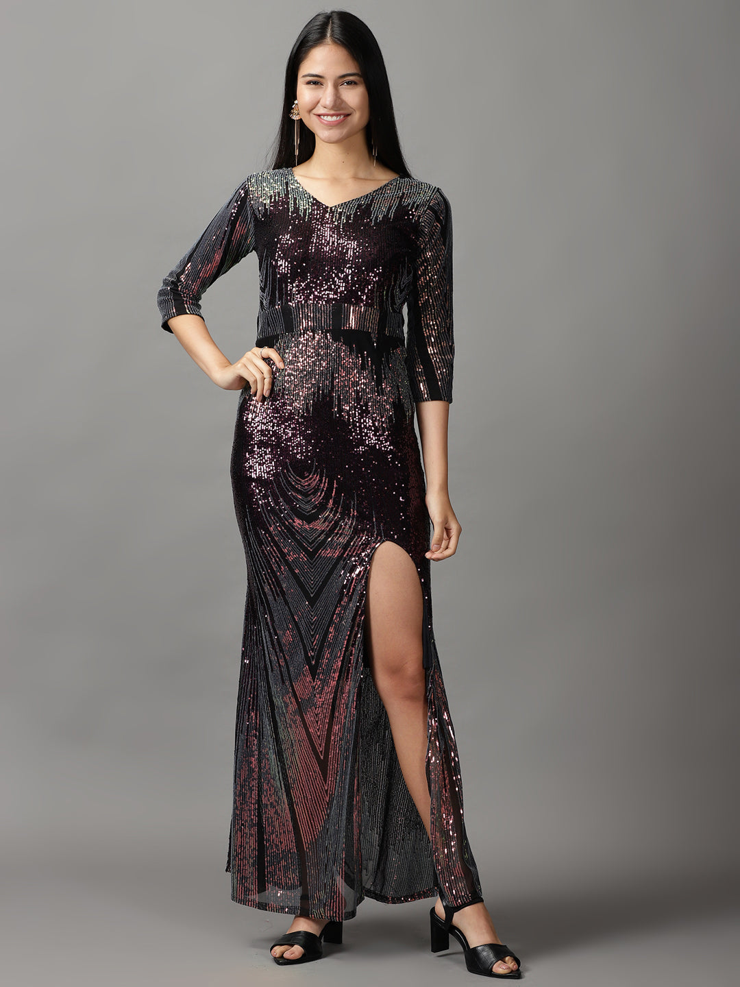 Women's Metallic Embellished Bodycon Dress