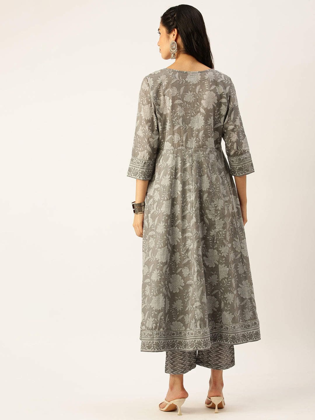 Women's Grey Printed Kurta Sets