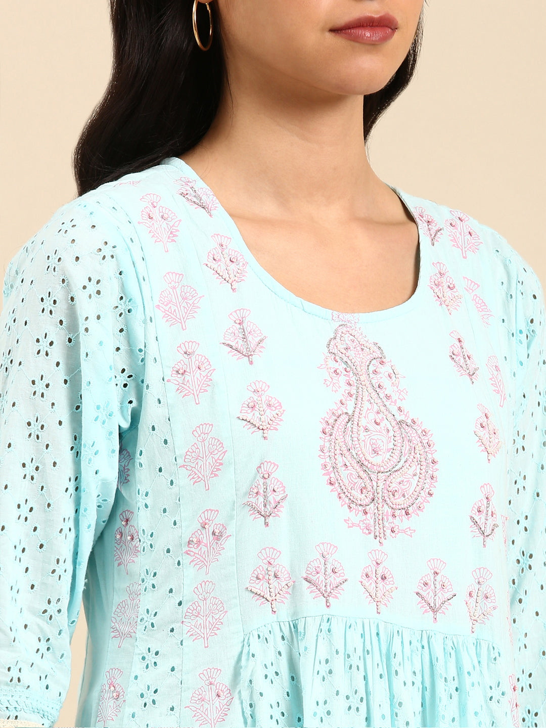 Women's Blue Solid Kurta Set