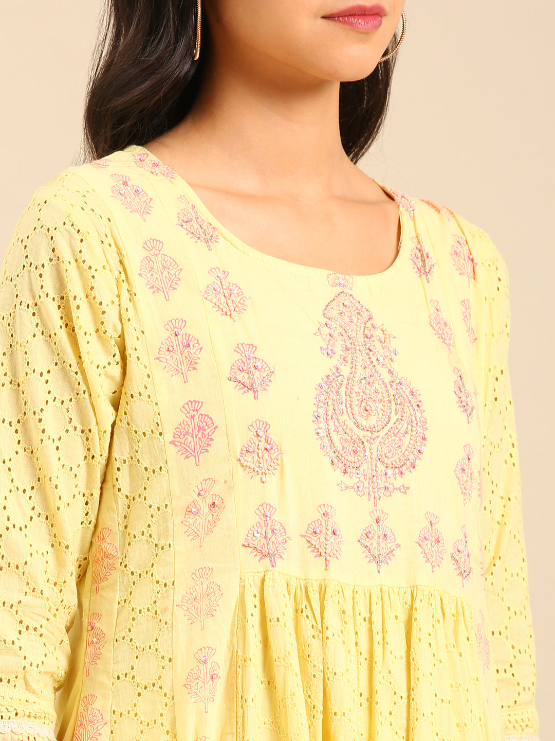 Women's Yellow Embroidered Kurta Set