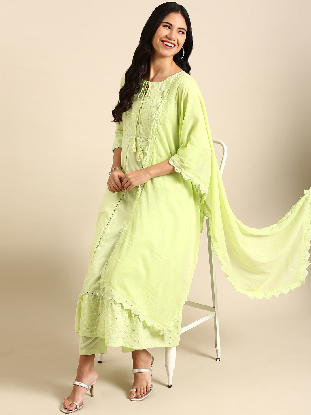 Women's Green Solid Kurta Set