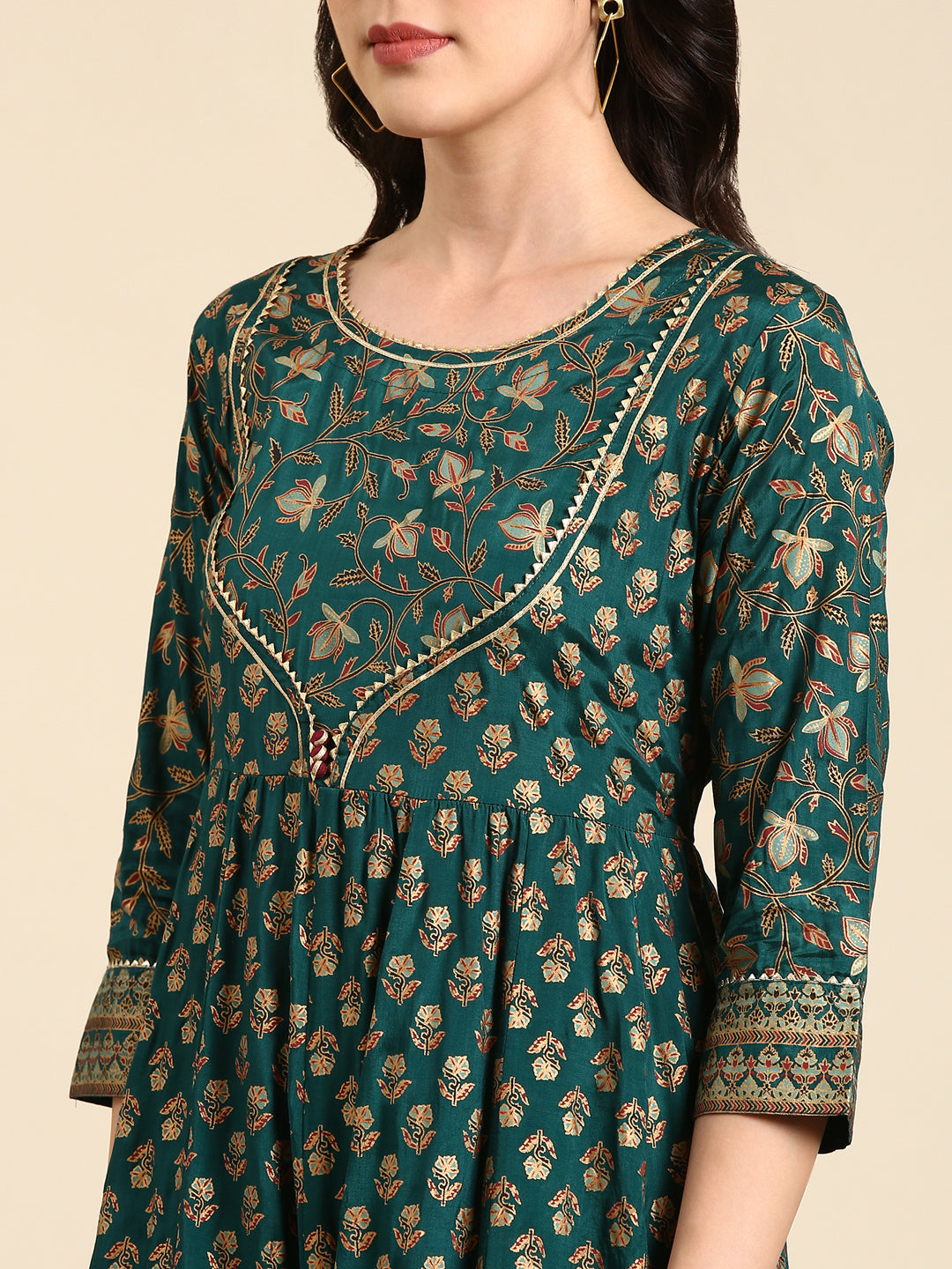 Women's Green Printed Anarkali Kurta