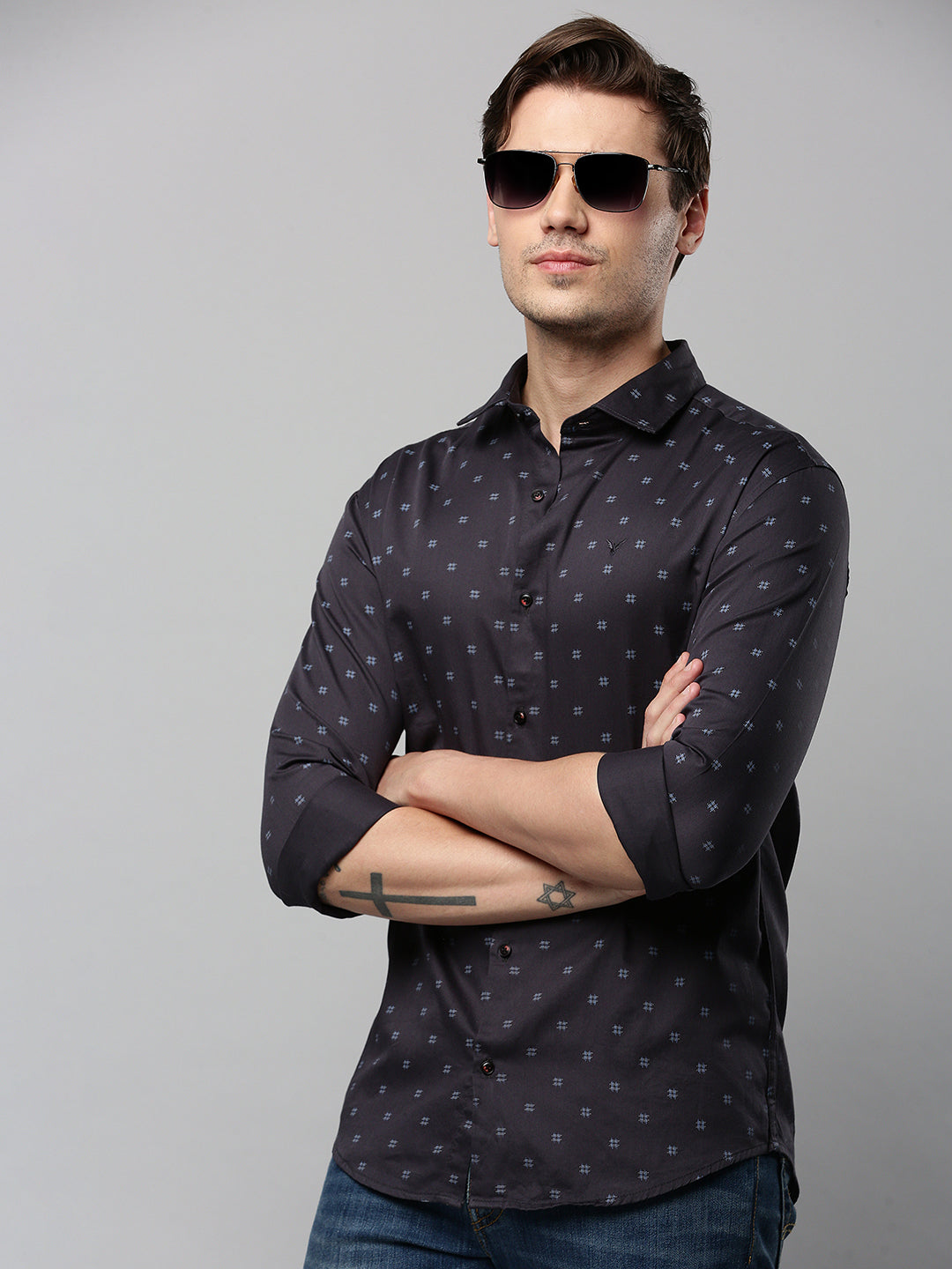 Men Black Printed Casual Shirt