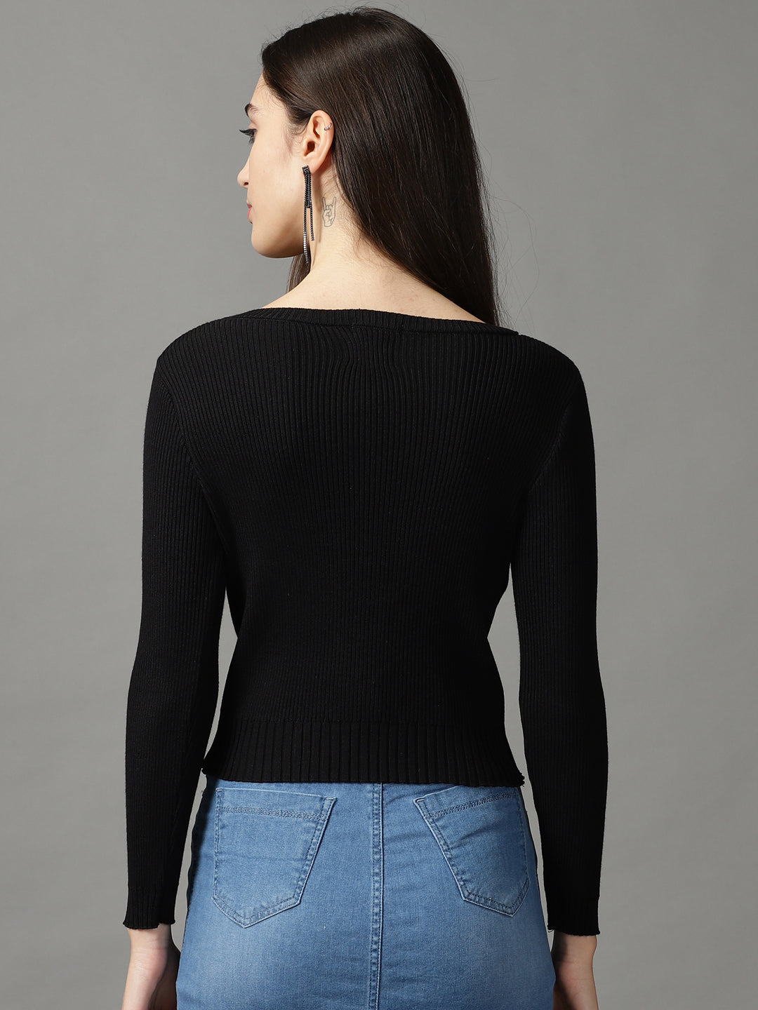 Women's Black Solid Top