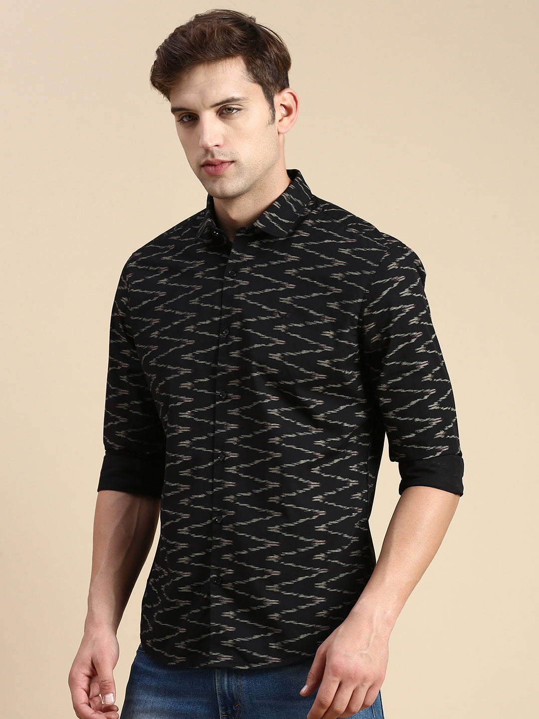 Men Black Printed Casual Shirt