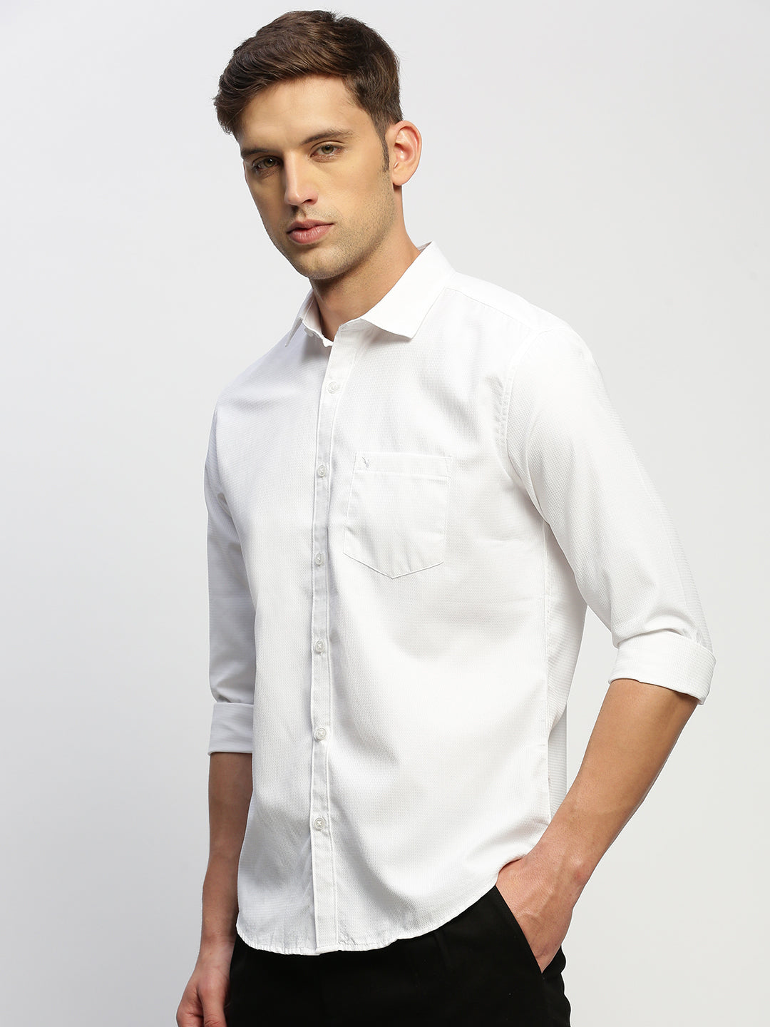 Men White Solid Shirt