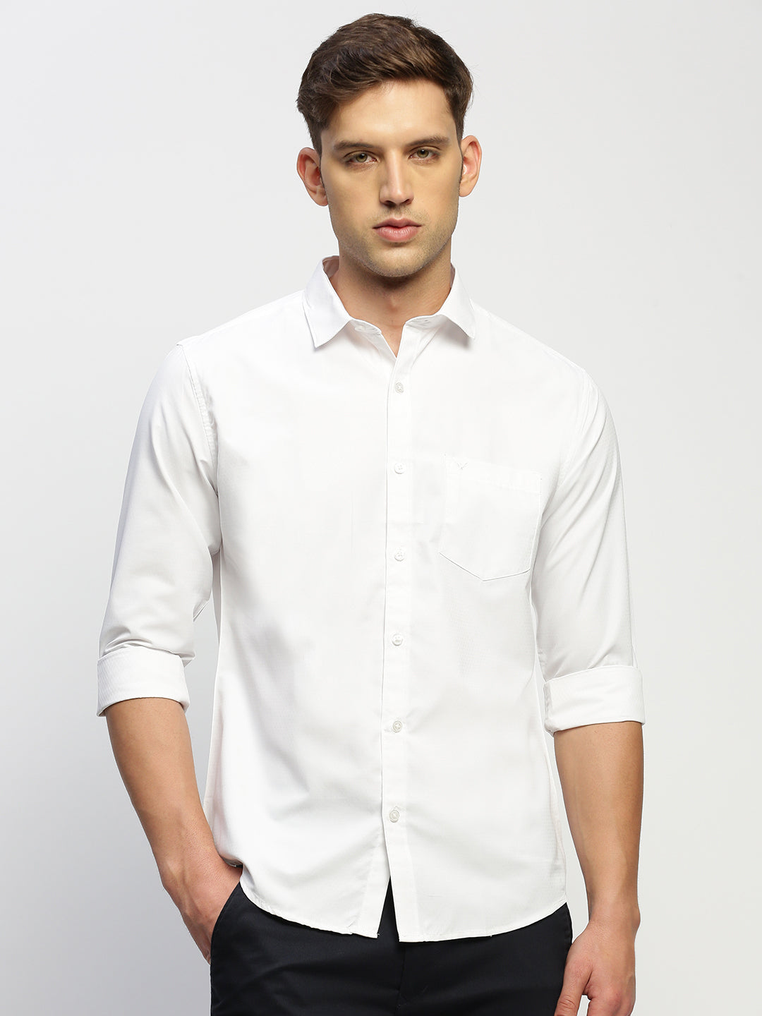 Men White Solid Shirt