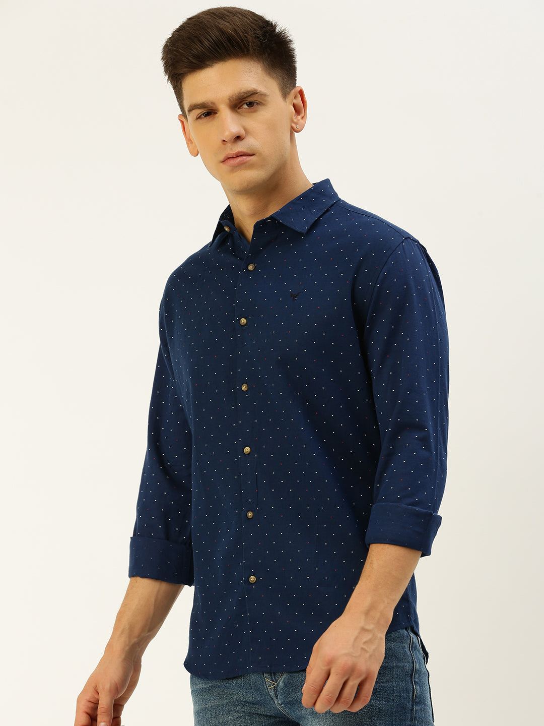 Men Navy Printed Casual Shirt