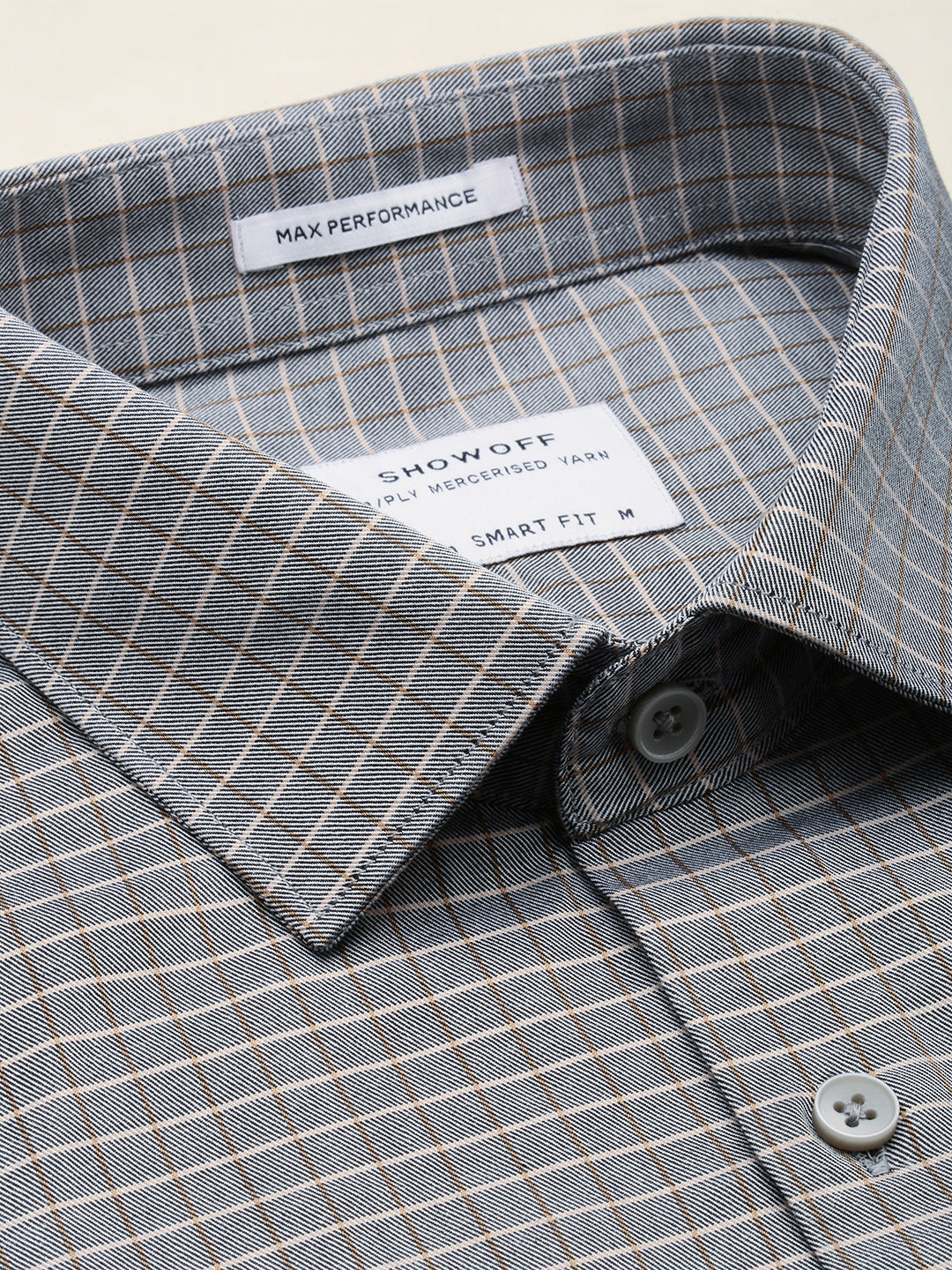 Men Grey Checked Formal Shirt