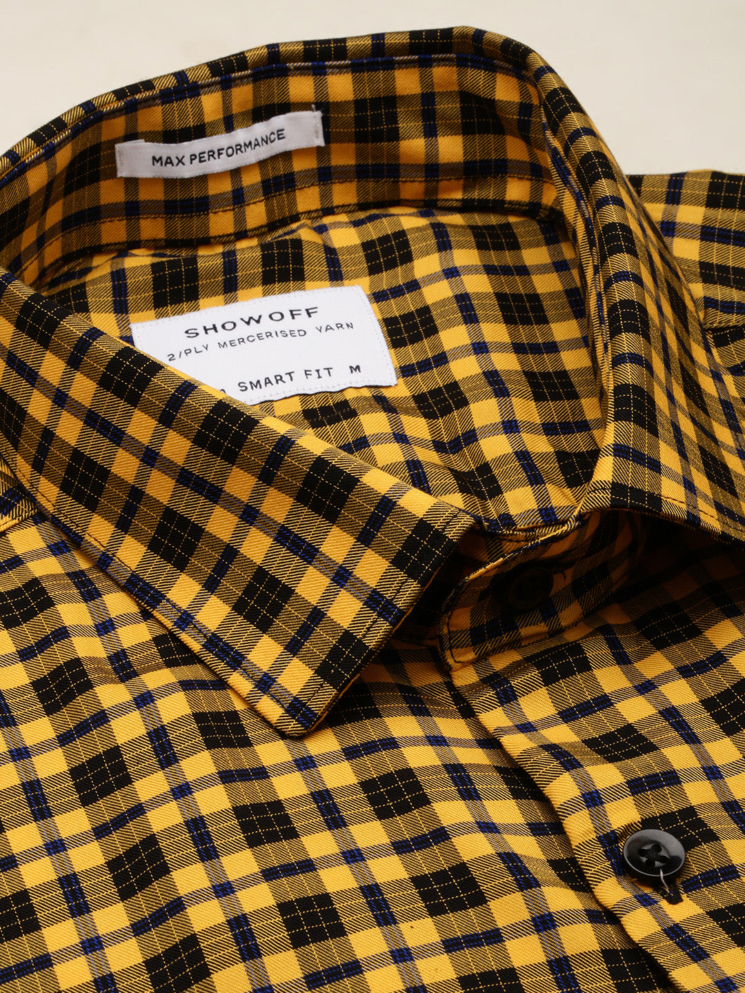 Men Yellow Checked Formal Shirt