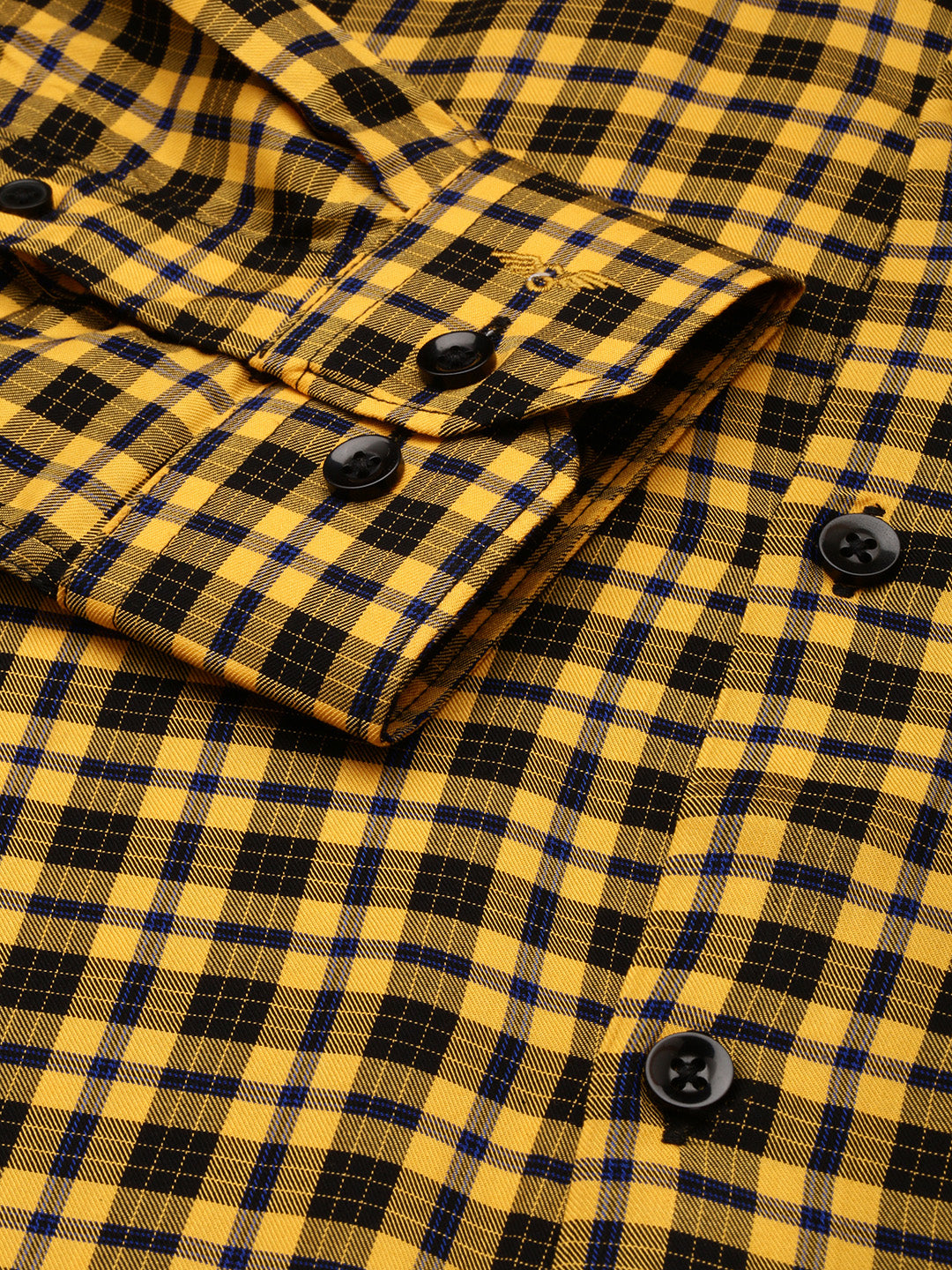 Men Yellow Checked Formal Shirt