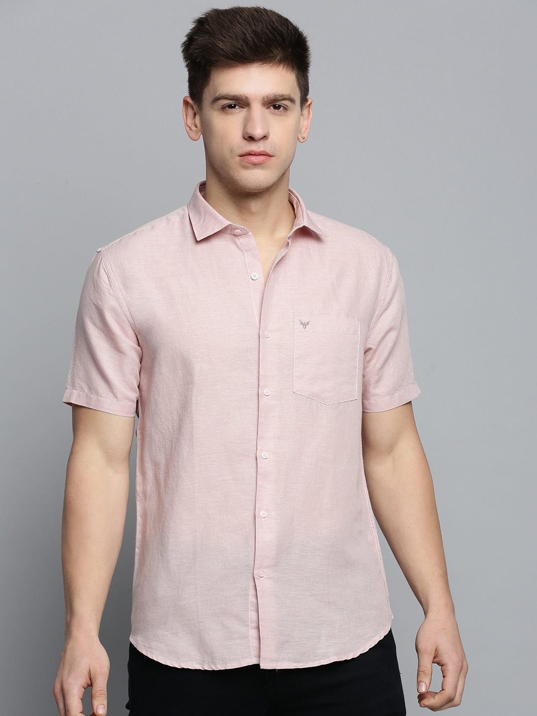 Men Pink Solid Casual Shirt