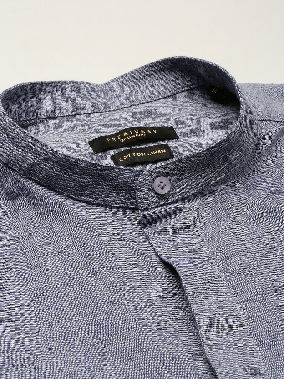 Men Grey Mandarin Collar Solid Shirt