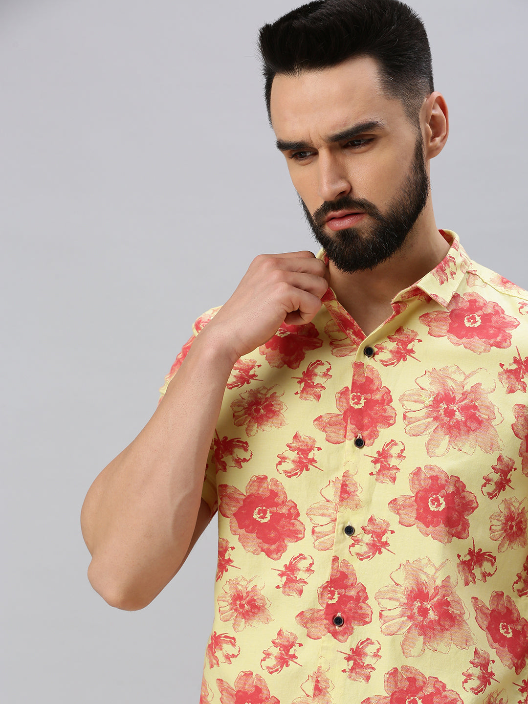 Men Yellow Solid Casual Shirt