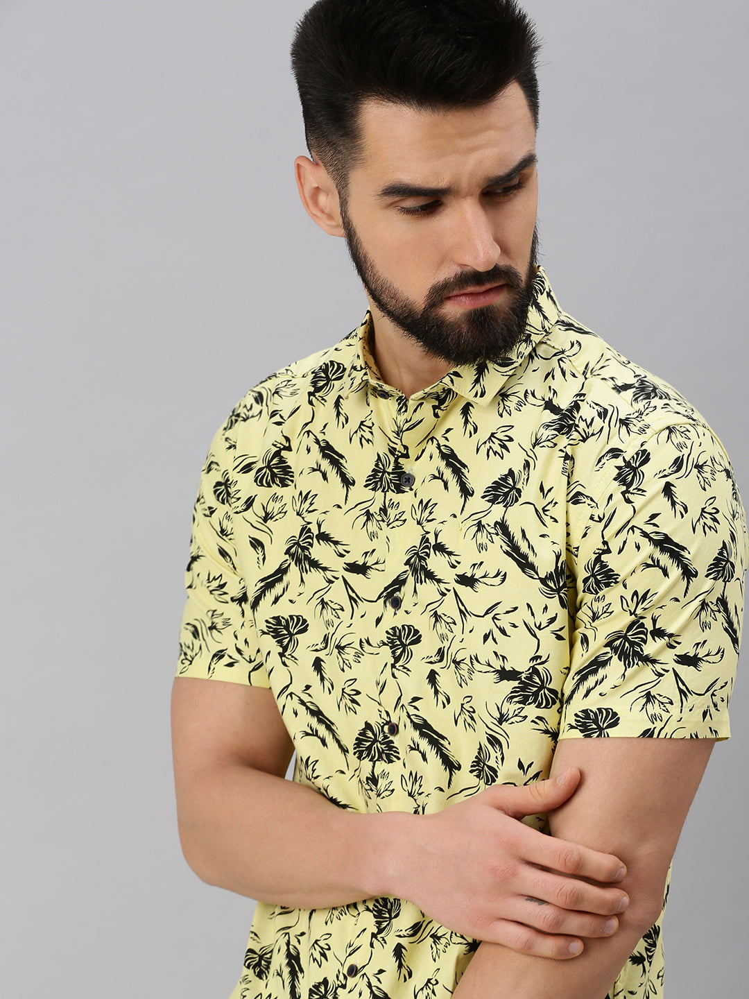 Men Yellow Solid Casual Shirt