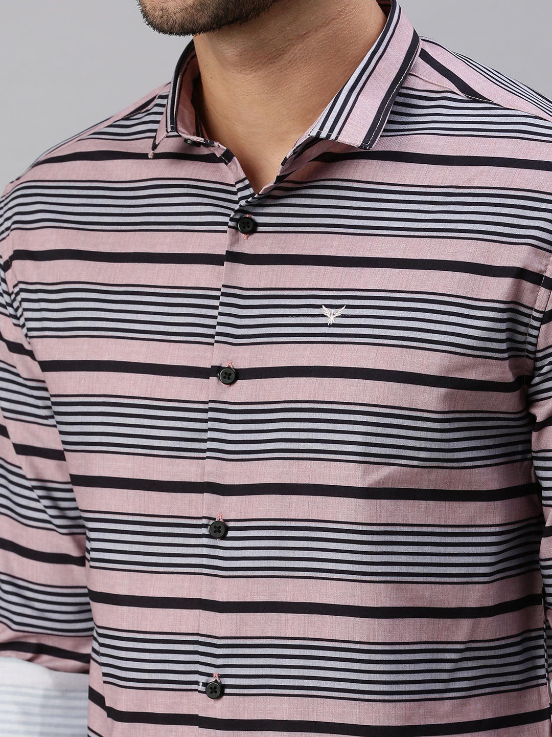 Men Peach Striped Casual Shirt