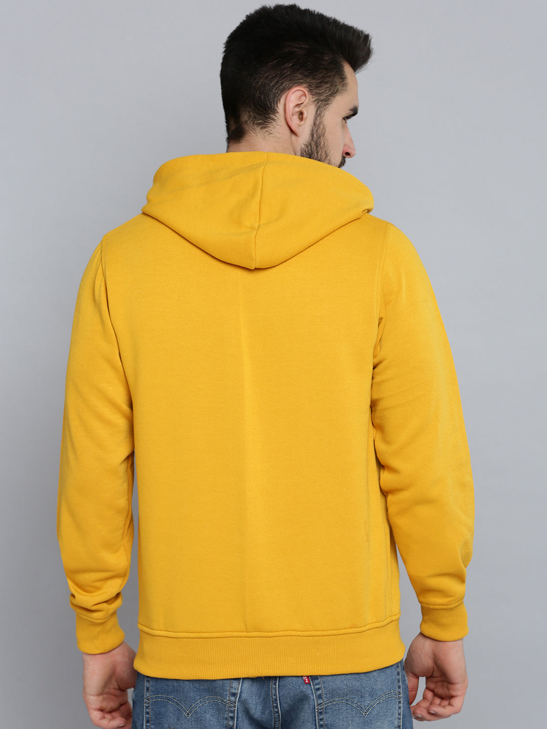 Men Yellow Solid Sweatshirt