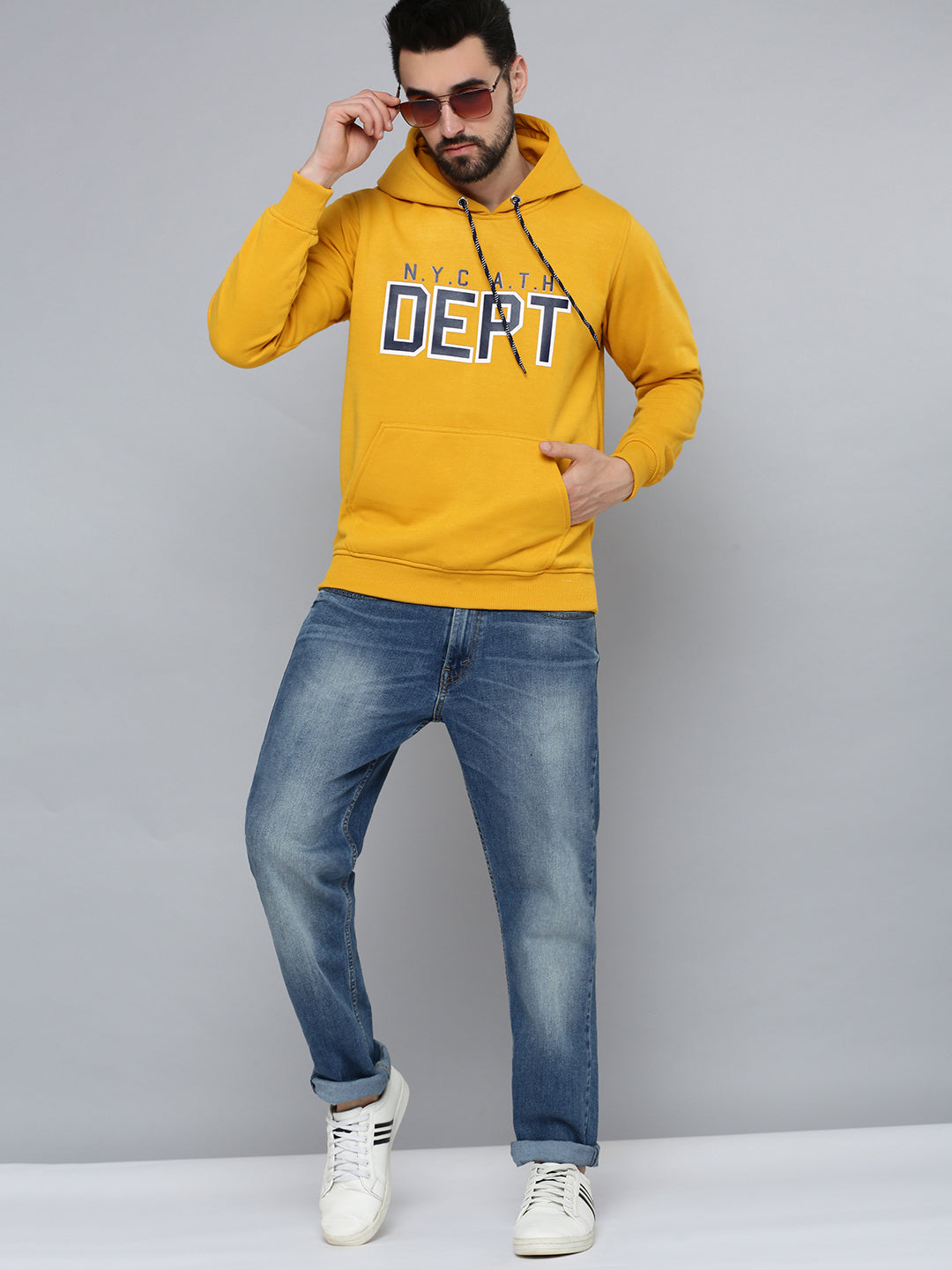 Men Yellow Solid Sweatshirt