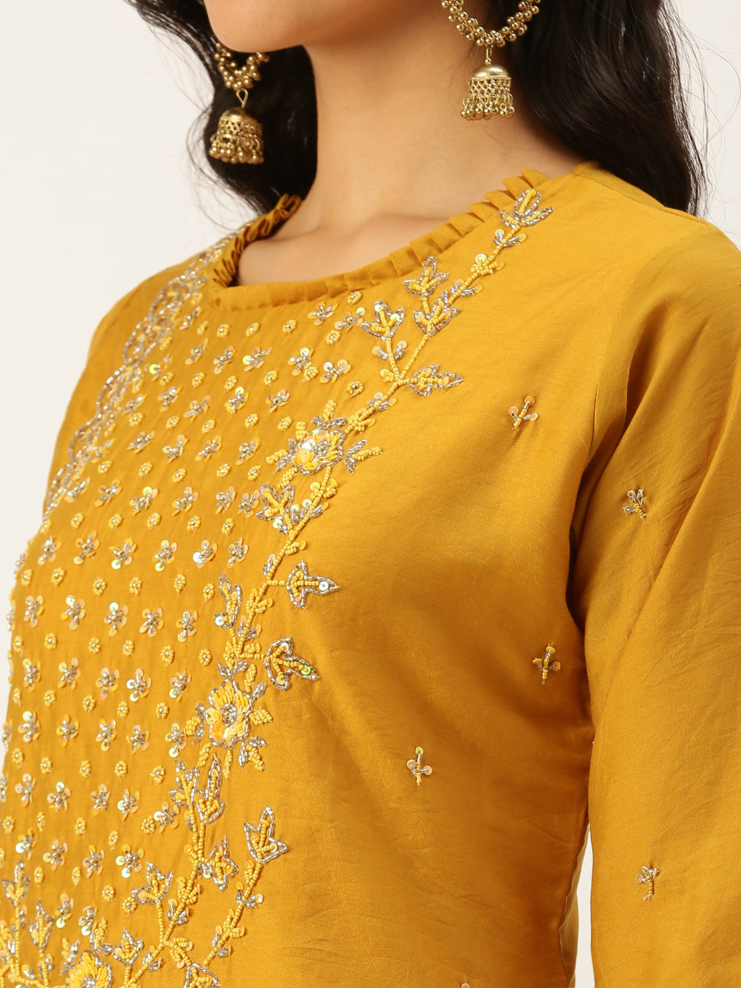 Women's Mustard Solid Straight Kurtas