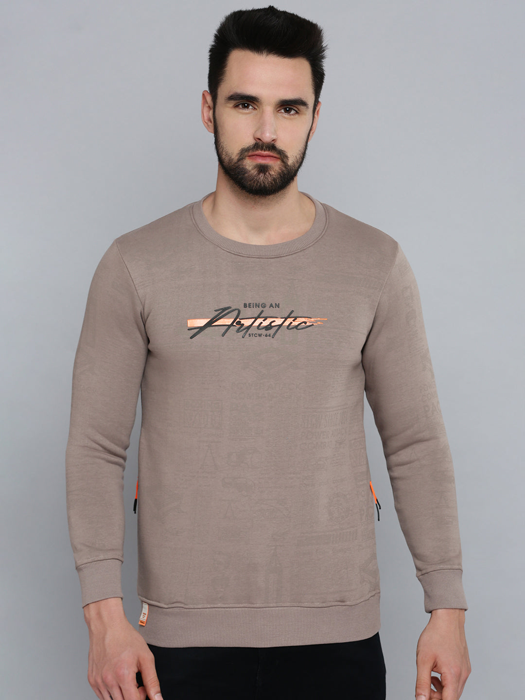 Men Grey Printed Sweatshirt