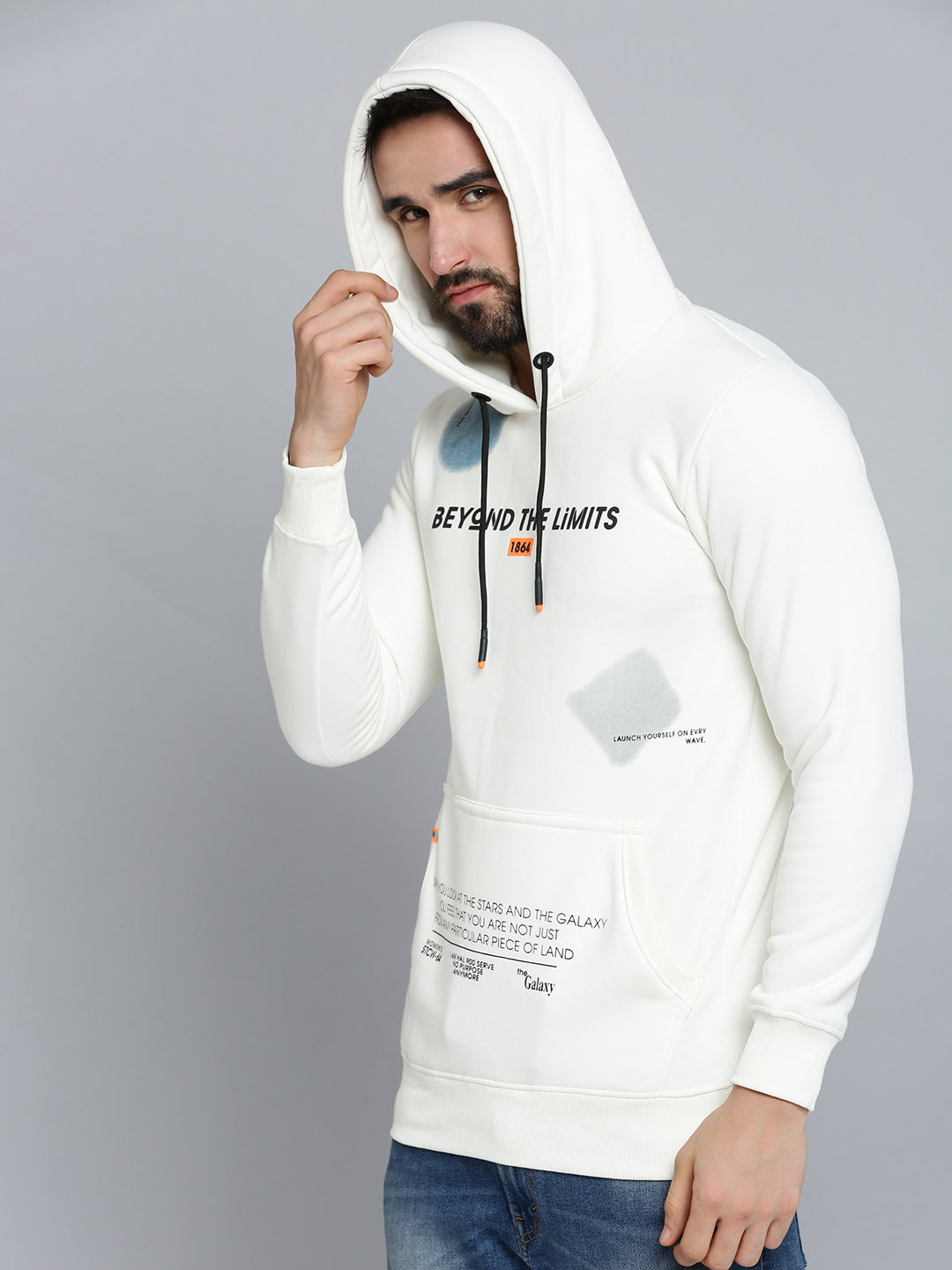 Men White Solid Sweatshirt