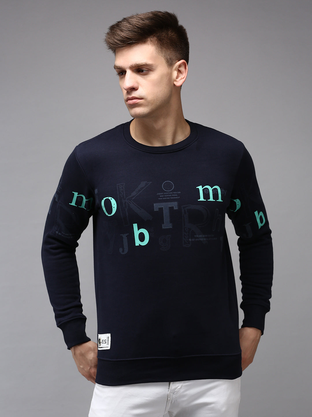 Men Blue Solid Sweatshirt