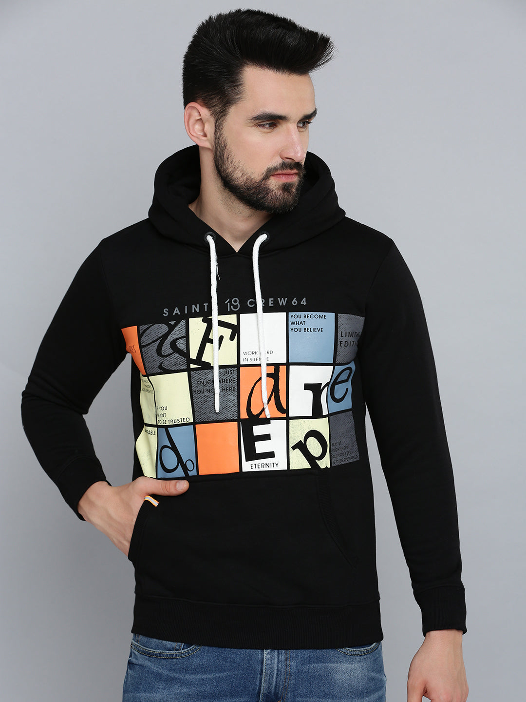 Men Black Solid Sweatshirt