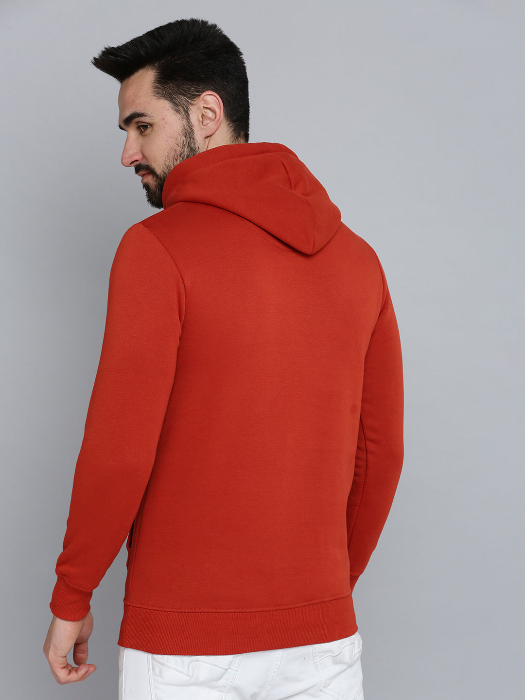 Men Orange Solid Sweatshirt