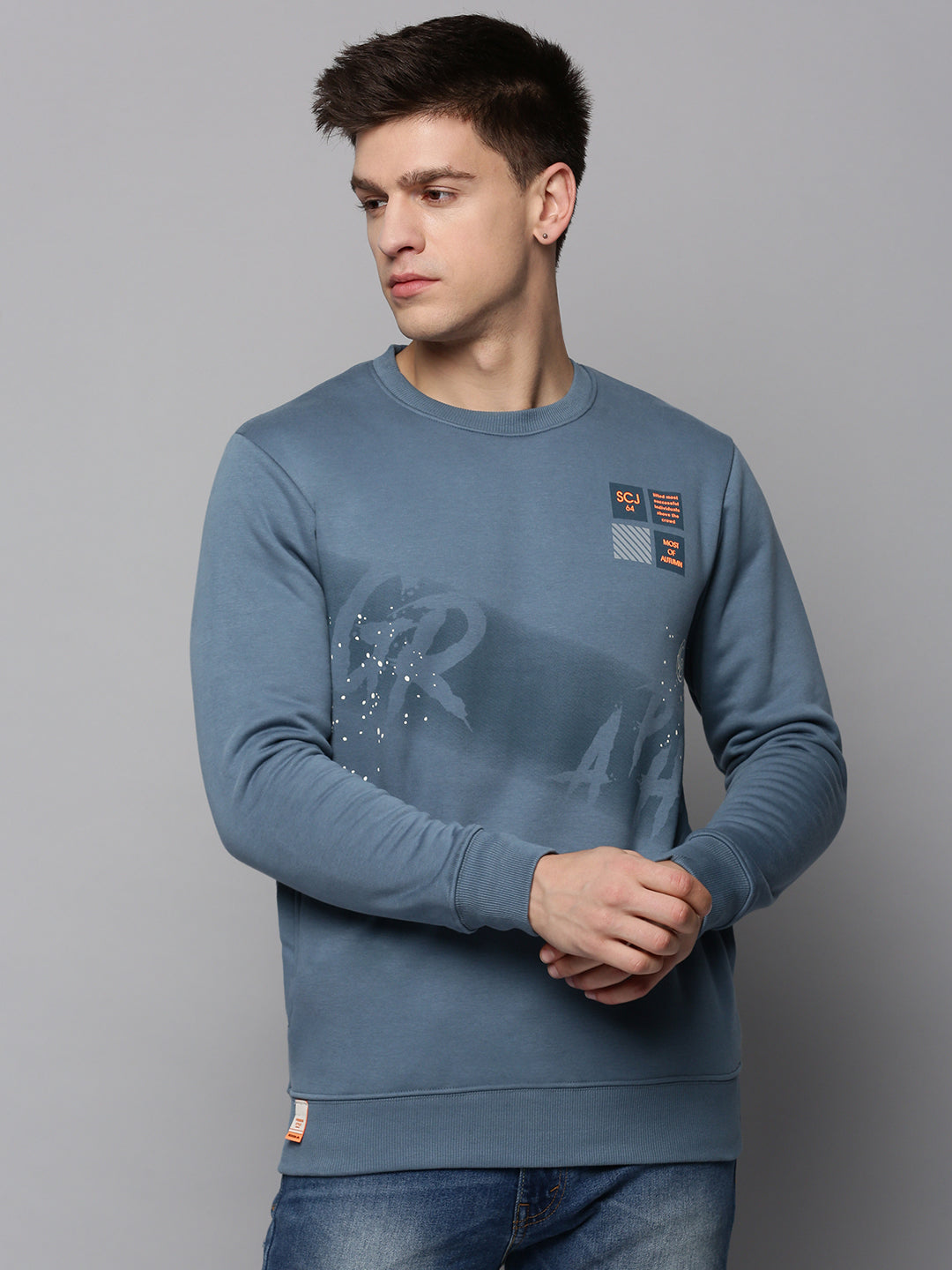 Men Blue Solid Sweatshirt