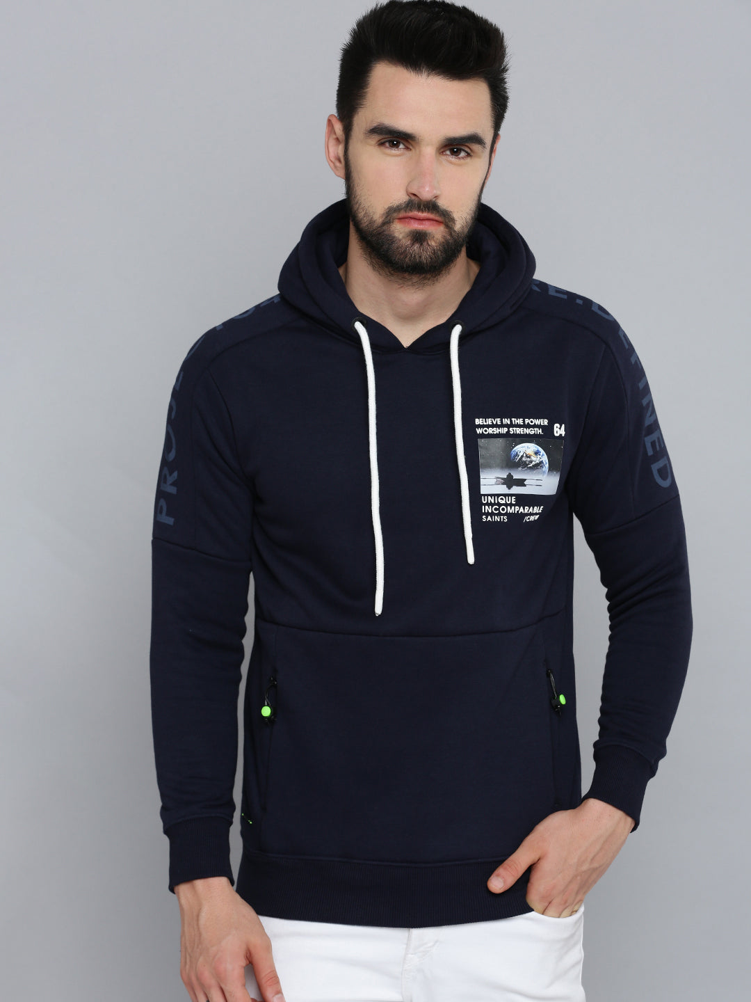 Men Blue Solid Sweatshirt