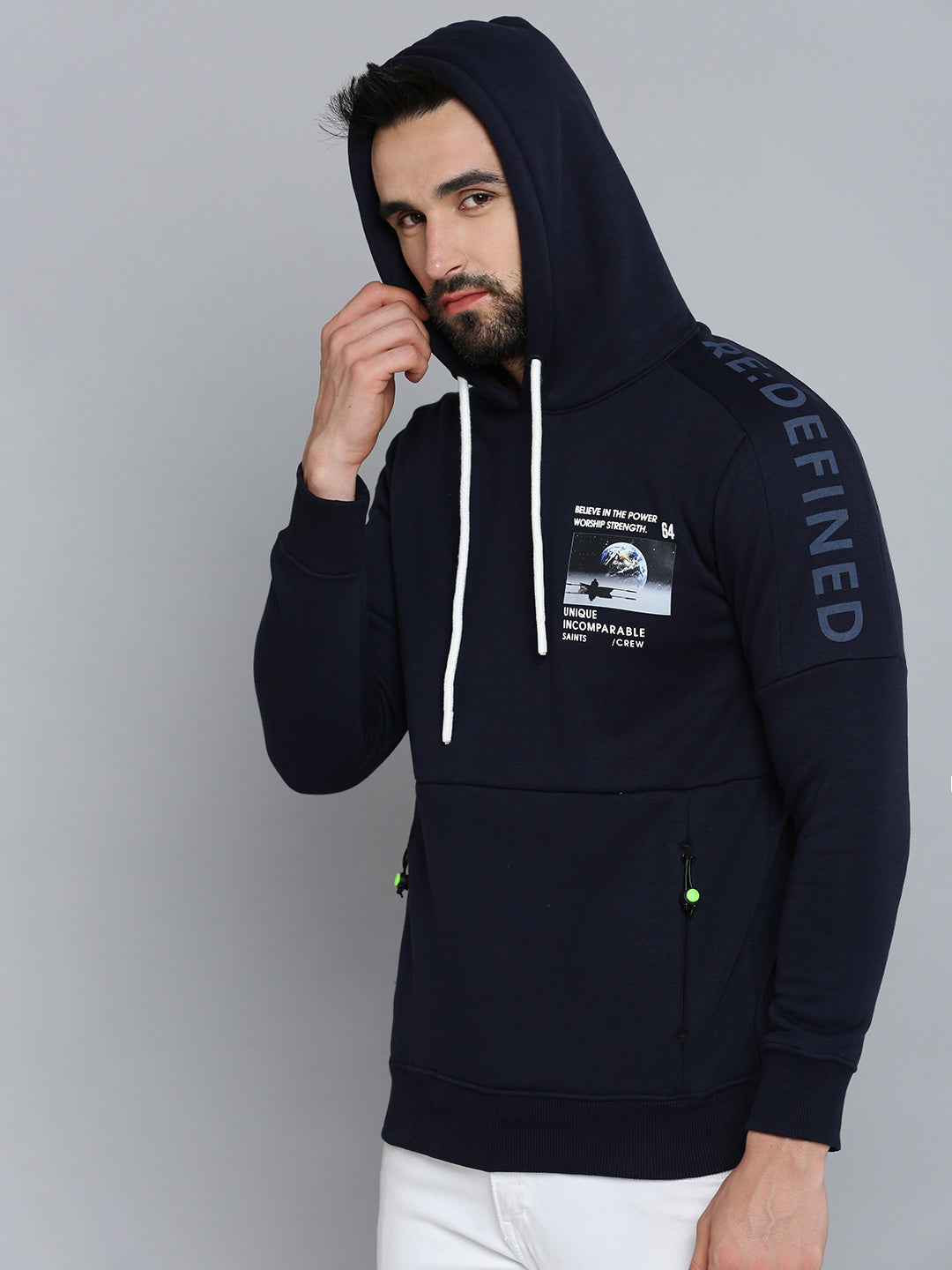 Men Blue Solid Sweatshirt