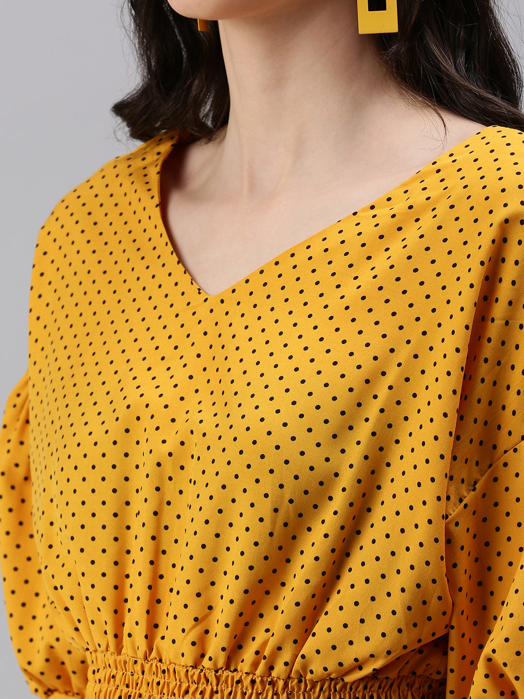 Women's Mustard Polka Dots Top