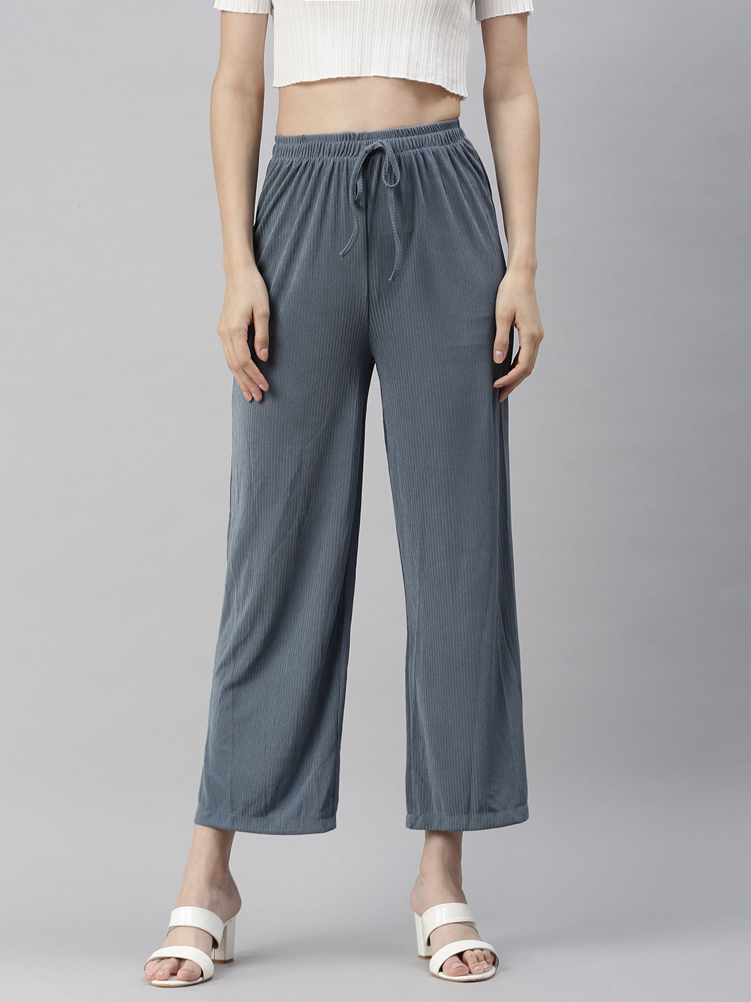 Women's Blue Solid Track Pant