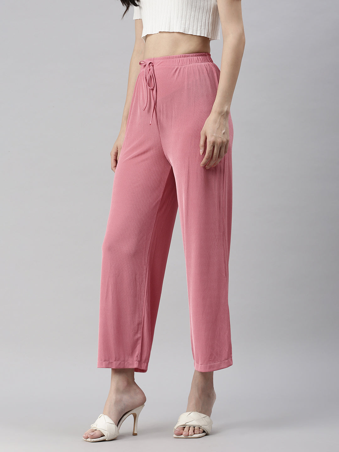 Women's Pink Solid Track Pant