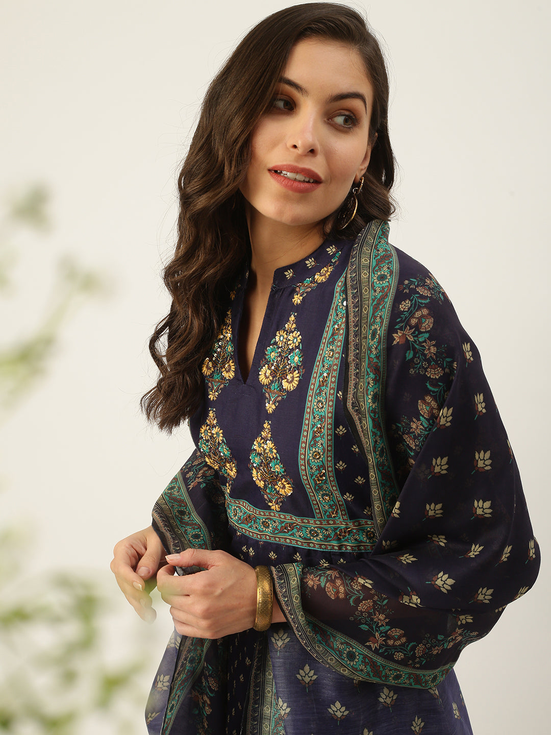 Women's Violet Printed Anarkali Kurtas