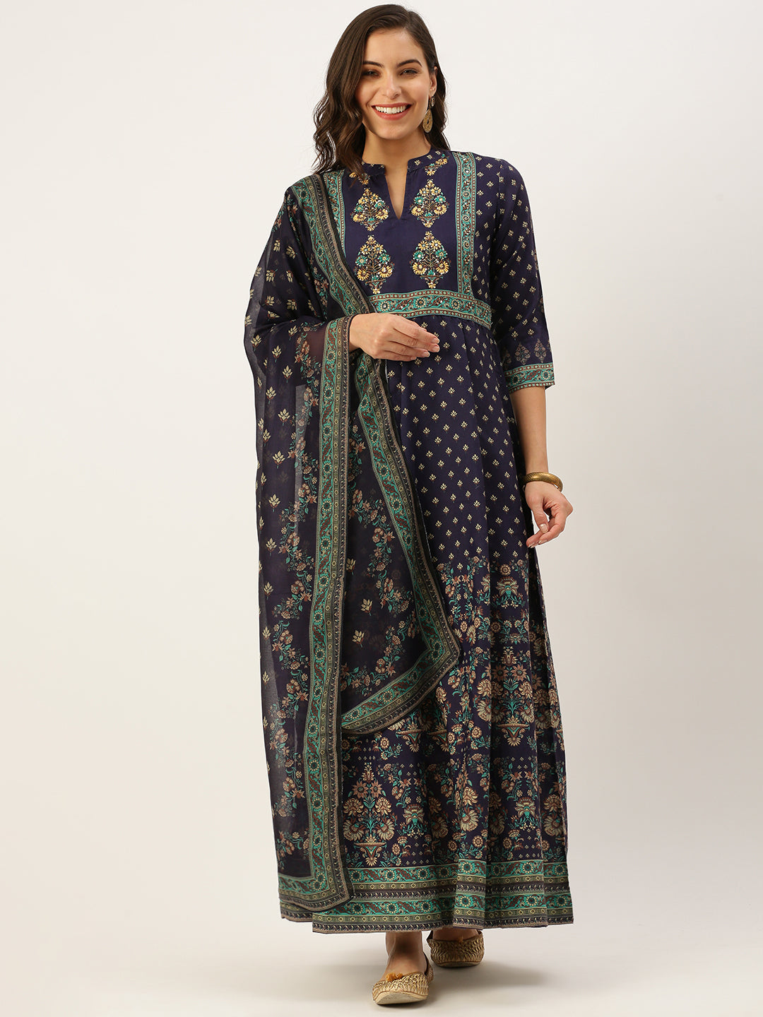 Women's Violet Printed Anarkali Kurtas