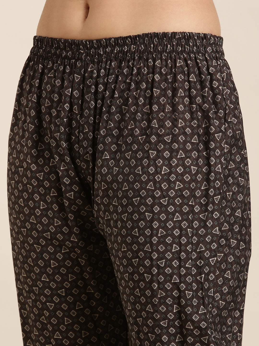 Women Anarkali Brown Abstract Kurta and Trousers Set