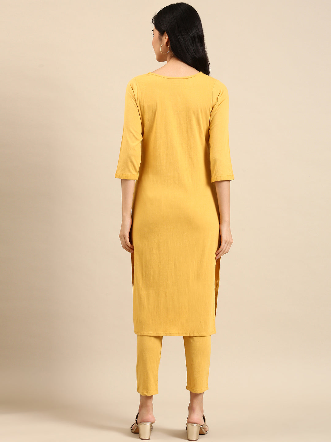 Women's Yellow Solid Kurta Set