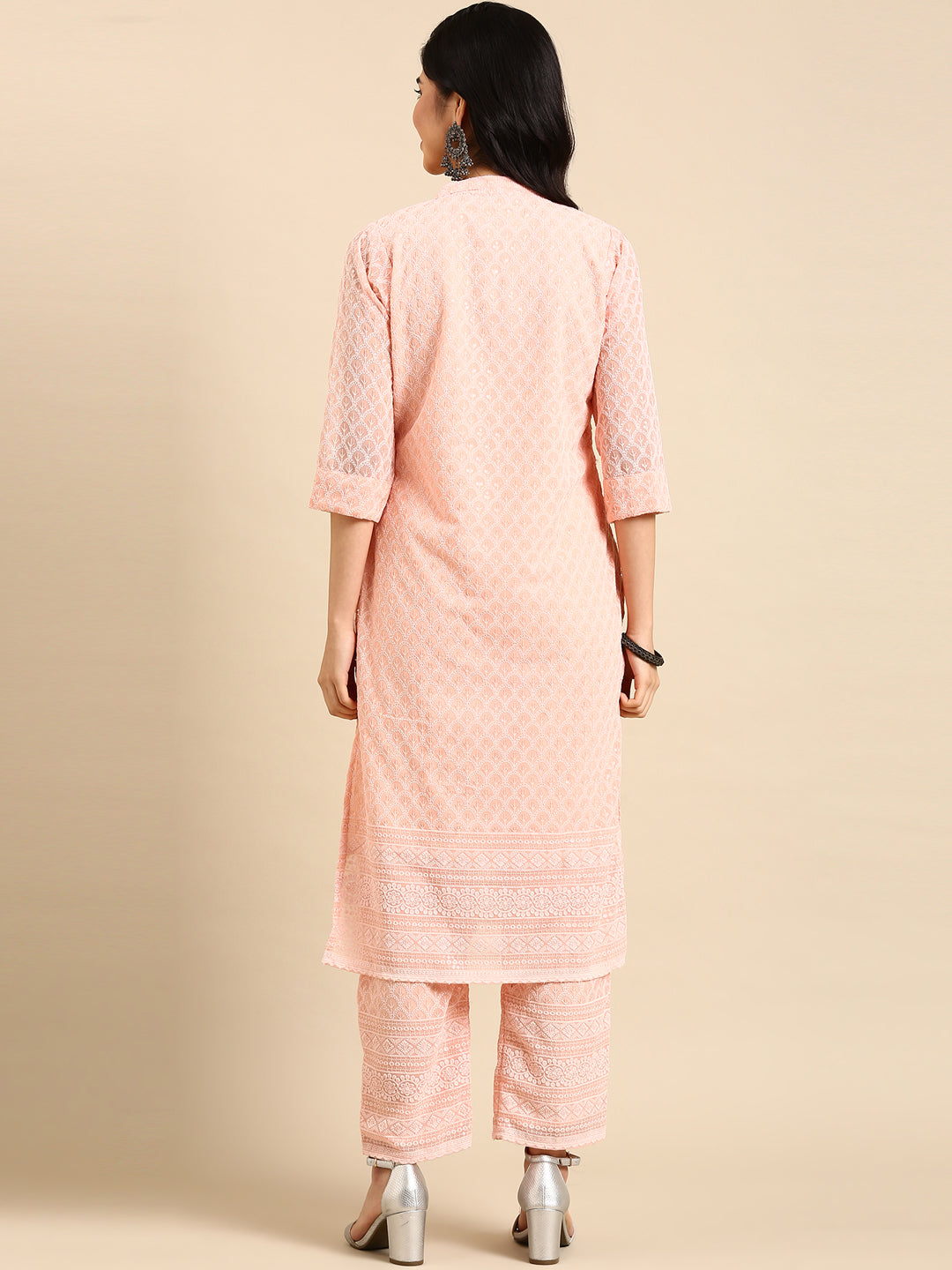 Women's Pink Embroidered  Kurta Set