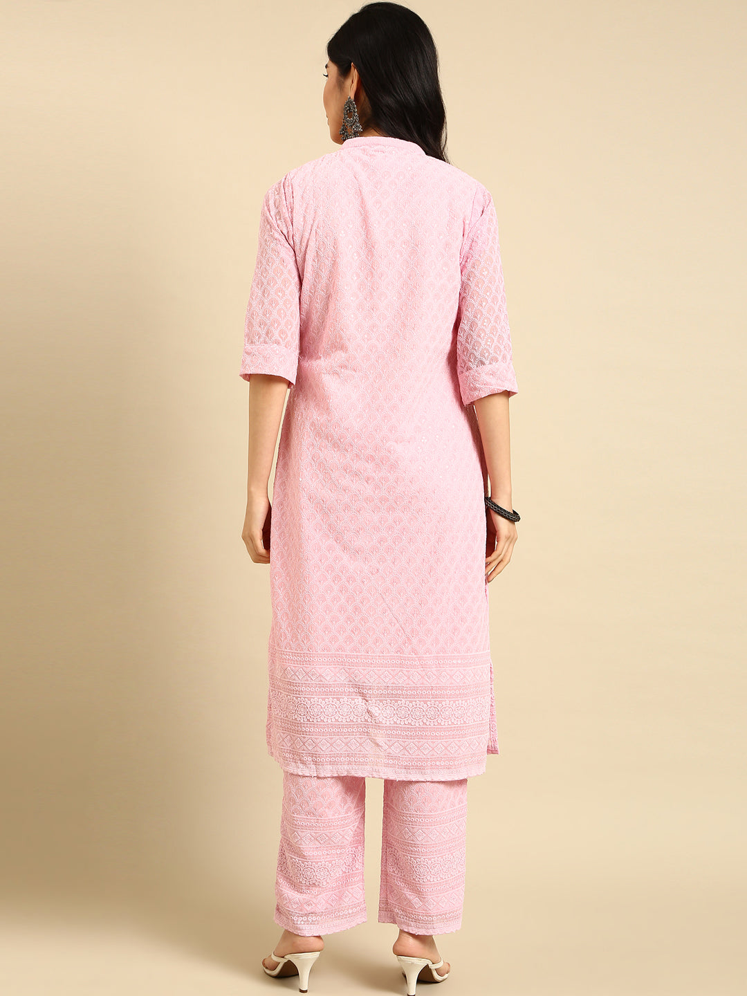 Women's Pink Embroidered  Kurta Set